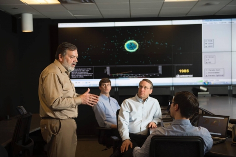 Ted Muelhaupt (of SASS) in discussion with Aerospace’s CORDS team.