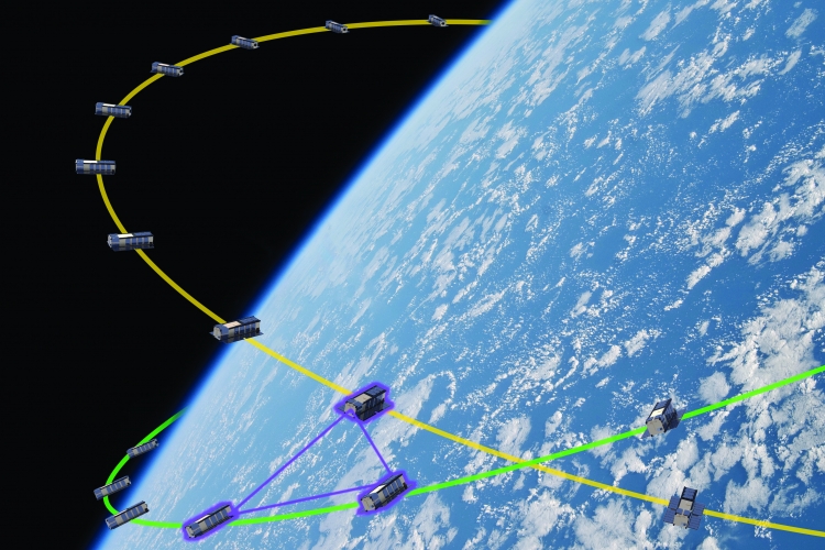 A constellation of CubeSats orbiting in low Earth orbit provides greater space resiliency because it will remain operational even if some of its satellites cease functioning. 