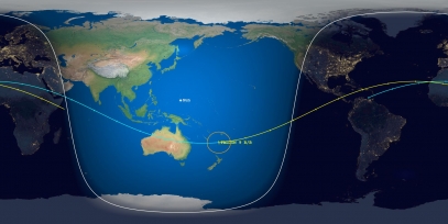 Falcon 9 Rocket Body (ID 43701) Reentry Prediction Image