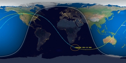 Dragon CRS-18 Debris (ID 44448) Reentry Prediction Image