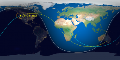 CZ-2F Rocket Body (ID 46390) Reentry Prediction Image