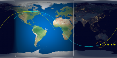 CZ-3B Rocket Body (ID 43004) Reentry Prediction Image