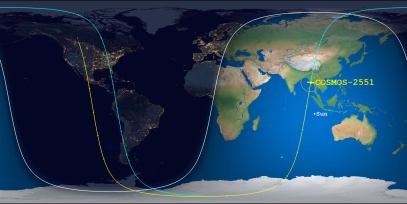 COSMOS 2551 (ID 49127) Reentry Prediction Image